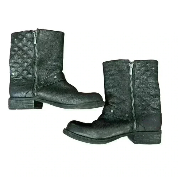 SAM EDELMAN Bevin Moto Black Faux Leather Boho Biker Boot Size 8 - Picture 4 of 9